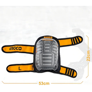 Rodillera Ingco HKPT0101 extendida con sus dos correas de ajuste