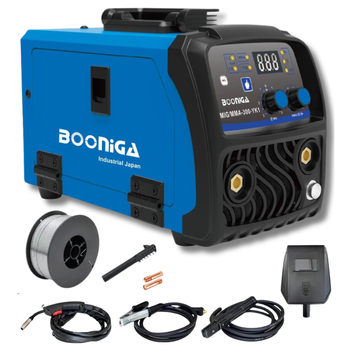 Soldadora Inverter MIG Flux sin Gas / TIG Lift / MMA 300 A Booniga