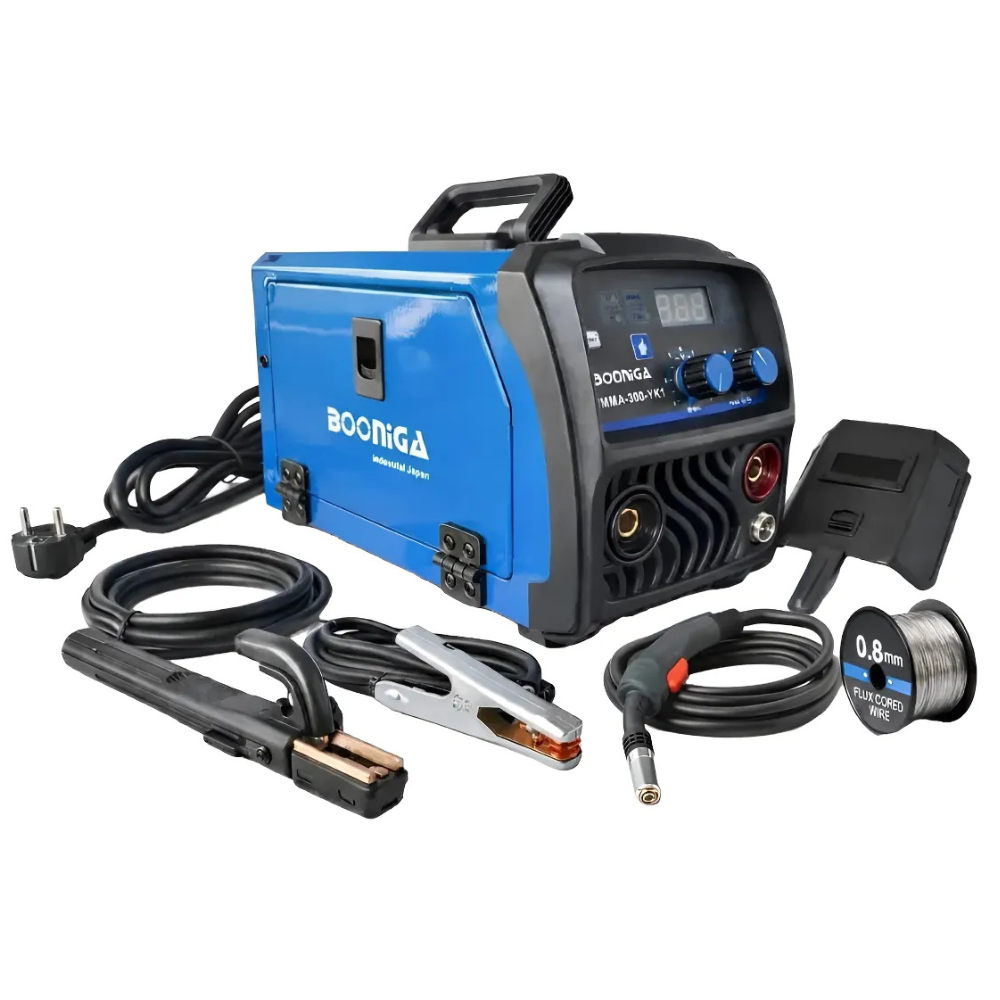 Soldadora Booniga YK1 con la torcha MIG y los cables conectados