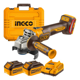 Kit amoladora angular brushless Ingco CAGLI271532 con maletín, 2 baterías y cargador