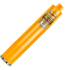 Corona diamantada Ingco DCB581528 de 152 × 450 mm, con cuerpo amarillo, segmentos de diamante y etiqueta del fabricante