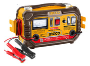 Panel del cargador Ingco ING-CB1601 con amperímetro, selector 12/24 V, fusible e interruptor Boost
