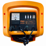 Panel del cargador Ingco ING-CB4003 con amperímetro, selectores y salidas de 12 y 24 V