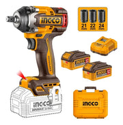 Llave de impacto Ingco CIWLI2055 de 1/2" con baterías, cargador, dados y maletín