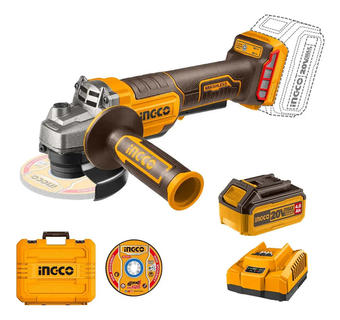 Esmeril Angular Inalámbrico 115 mm con Batería y Cargador Ingco CAGLI2111561