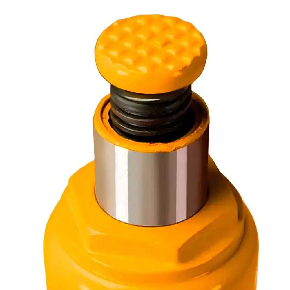 Detalle del cabezal estriado y del vástago de la gata botella Ingco HBJ602