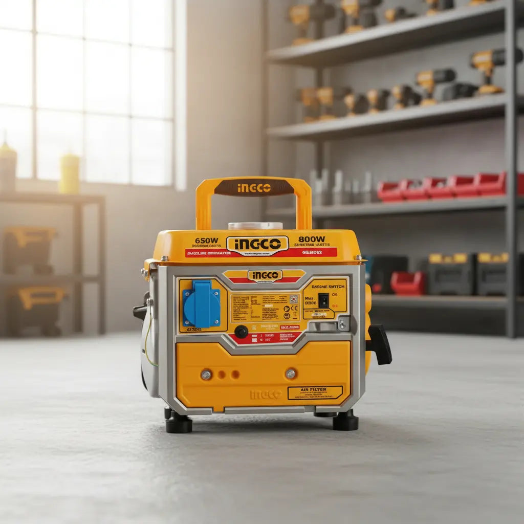 Generador Ingco GE8002 en una bodega con estanterías