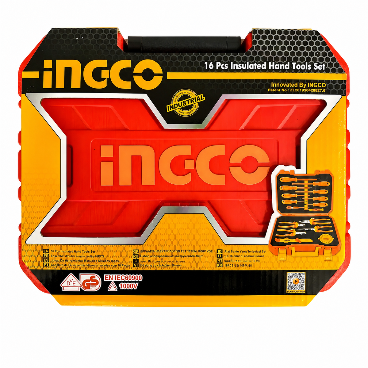 Caja de color del juego de herramientas aisladas Ingco HKITH1601