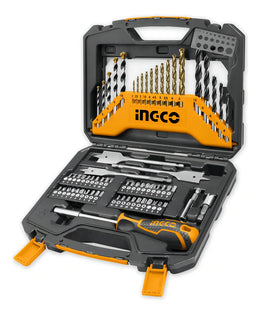 Juego Ingco HKTAC010671 de 67 piezas con brocas, puntas y destornillador en maletín