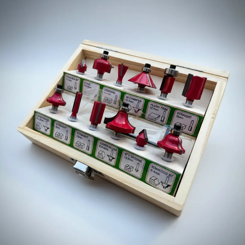 Juego de Fresas para Tupi 1/4" 12 Piezas Powermaq PA020
