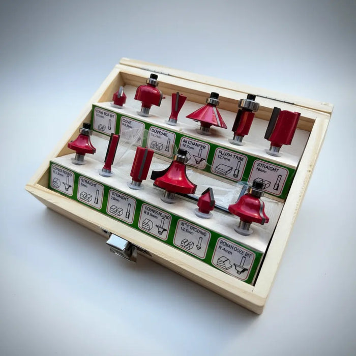 Juego de Fresas para Tupi 1/4" 12 Piezas Powermaq PA020
