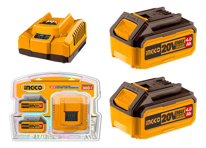 Kit de 2 Baterías de 4 Ah y Cargador 20 V Ingco FBCPK1424