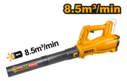 Sopladora inalámbrica Ingco CABLI20323 del kit COSLI240463, con caudal de 8,5 m³/min