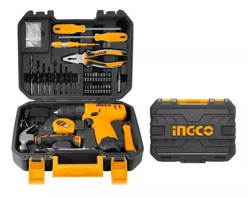 Kit Taladro Atornillador 12 V con Batería, Cargador y 81 Accesorios Ingco HKTHP10811