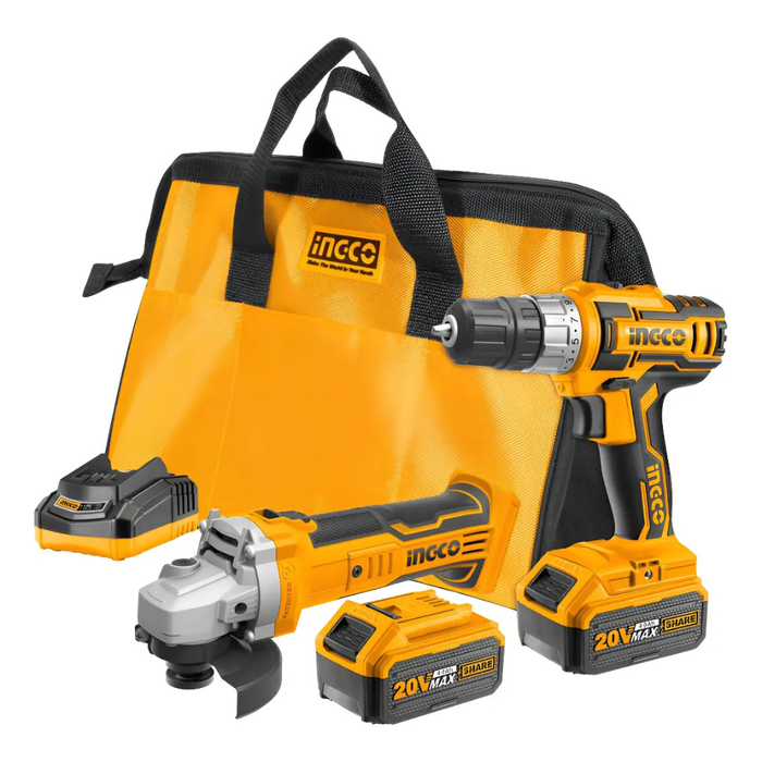 Kit Taladro Atornillador y Esmeril 20 V Ingco CKLI2009