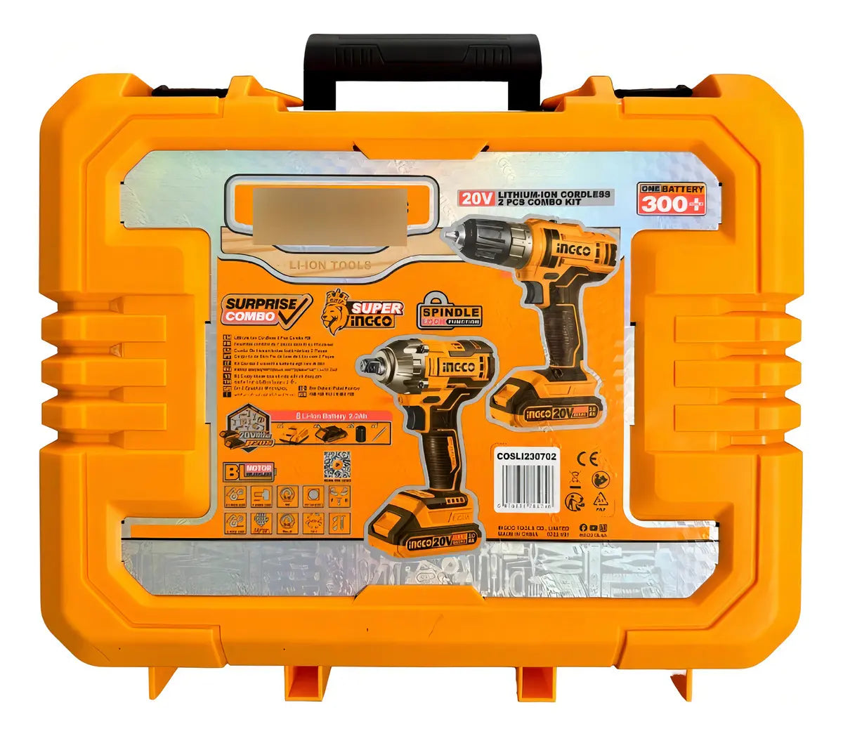 Kit Taladro Atornillador y Llave de Impacto con 2 Baterías 20 V Ingco COSLI230702