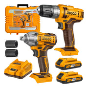 Kit Taladro Atornillador y Llave de Impacto con 2 Baterías 20 V Ingco COSLI230702