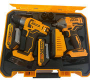 Kit Taladro Atornillador y Llave de Impacto con 2 Baterías 20 V Ingco COSLI230702