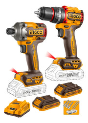 Kit Taladro Percutor y Atornillador de Impacto Inalámbricos Ingco CKLI20277