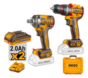 Kit Ingco CKLI20286: llave de impacto y taladro percutor con 2 baterías de 2,0 Ah, cargador y maletín