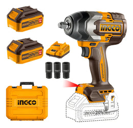 Llave de impacto Ingco CIWLI2085 con 2 baterías de 4,0 Ah, cargador, 3 dados profundos y maletín