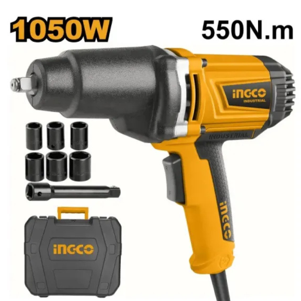Llave de impacto eléctrica Ingco IW10508 de 1.050 W y 550 Nm con dados y maletín