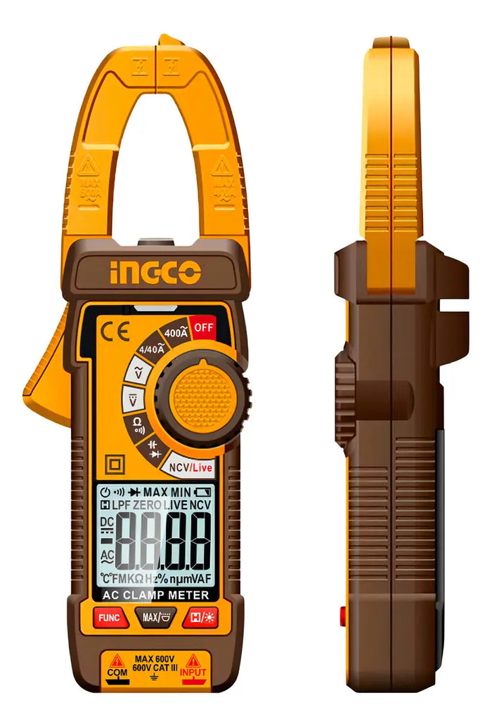 Pinza Amperimétrica Digital 4000 Cuentas 400 A Ingco DCM62001