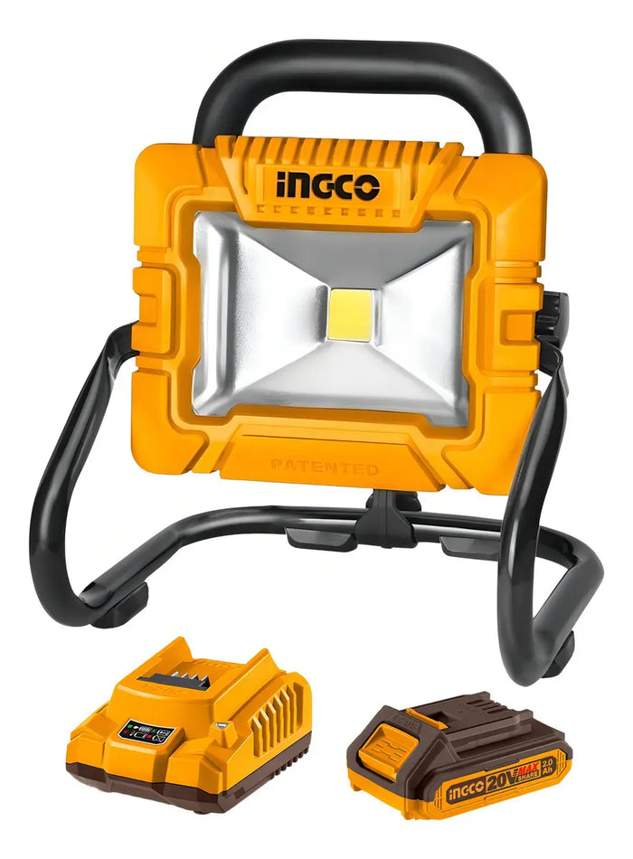 Reflector Portátil Blanco Frío con Batería y Cargador 20 W Ingco CWLI20258