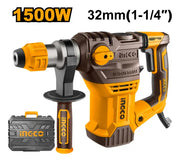 Rotomartillo SDS Plus Ingco RH150028 de 1.500 W con maletín y empuñadura lateral