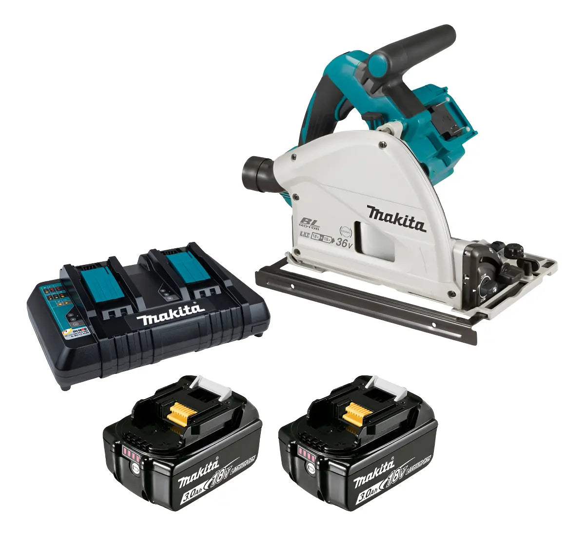 Kit Makita DSP600Z: sierra de incisión, 2 baterías de 18 V y cargador doble