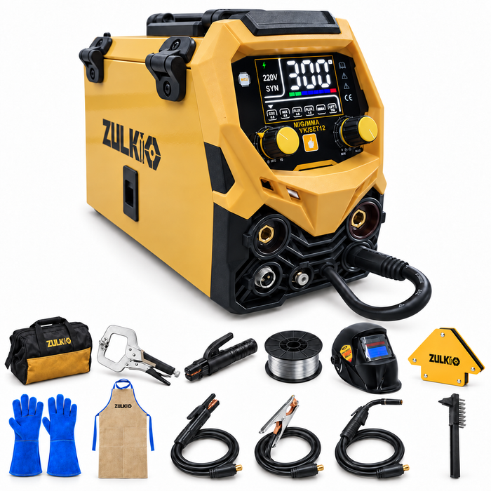 Soldadora Multiproceso Sinérgica MIG con y sin Gas / TIG / MMA 300 A 12pcs Zulkio