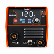 Panel digital de la soldadora Redbo MIG-120M con selección de alambre Flux 0,8 y 1,0 mm, MMA y TIG Lift
