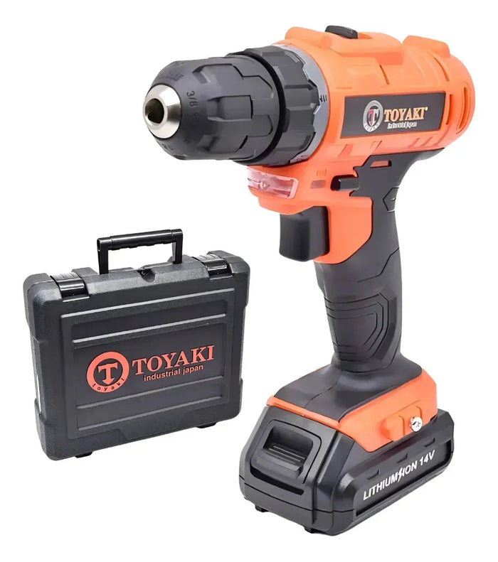 Taladro Atornillador Inalámbrico 14 V con 2 Baterías y Cargador Toyaki TK-839