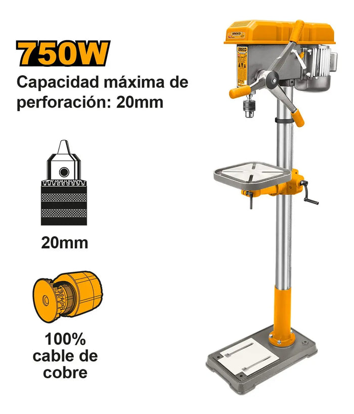 Taladro de Pedestal 20 mm 750 W Ingco DP207505