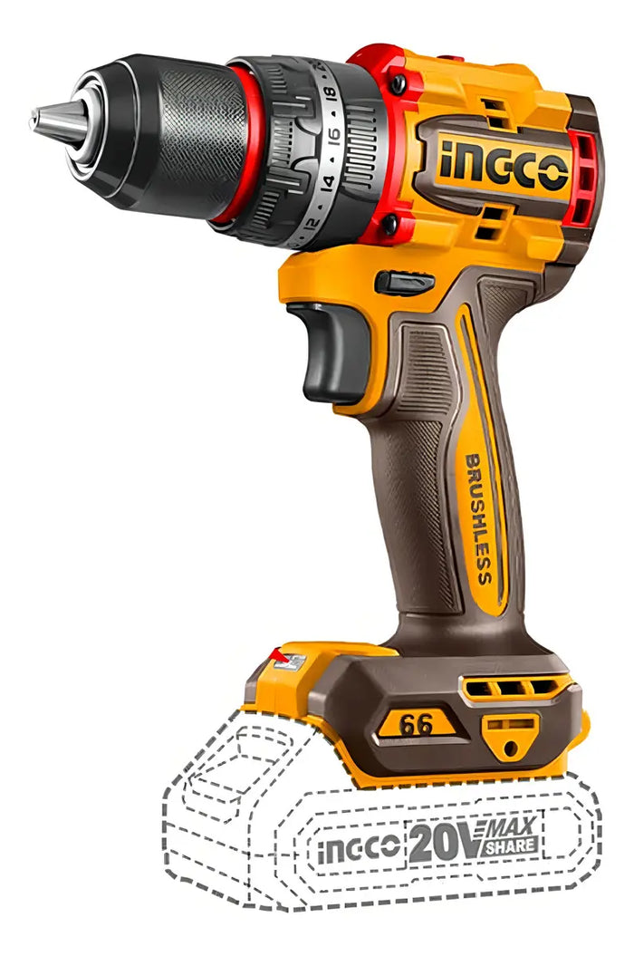 Taladro Atornillador Percutor 13 mm 20 V sin Batería Ingco CIDLI206681